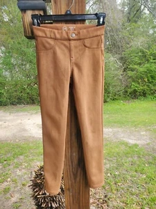 Girls Size M (7-8) Brown Faux Suede Jeggings Wonder Nation Back Pockets - Picture 1 of 5