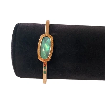 Aqua Faceted Rhinestone Bangle Cuff Bracelet Gold Tone Aqua Bohemian Stackable  - Image 1 of 4