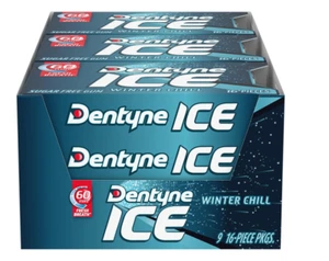 Dentyne Ice Winter Chill Sugar Free Gum 9 Packs of 16 Pieces (144 Total Pieces) - Picture 1 of 2
