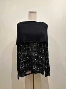 KENSIE macy's womens black M shoulder detail print formal blouse t shirts 1331TW - Picture 1 of 4