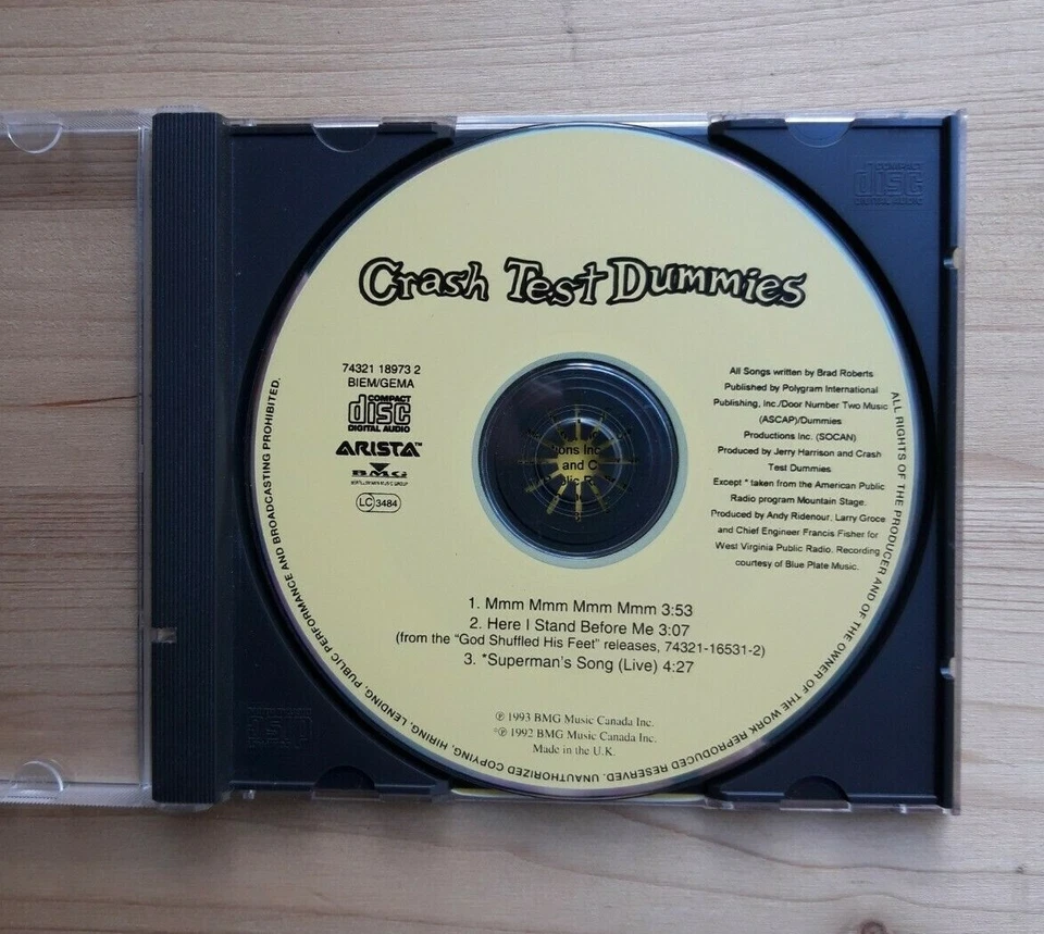 CRASH TEST DUMMIES Mmm Mmm Mmm Mmm MCD | 1993 UK Arista Winnipeg Manitoba | Rock - Bild 1 von 1