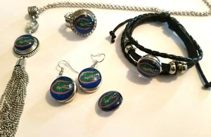 Florida Gators Snap Jewelry stretch Ring, Earrings, Bracelet, Necklace - Picture 1 of 11