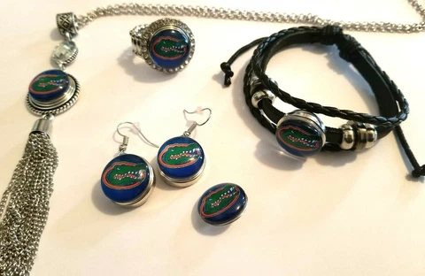 Florida Gators Snap Jewelry stretch Ring, Earrings, Bracelet, Necklace Cover
