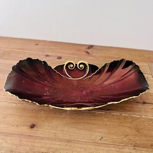 Carlton Ware Rouge Royale Long Leaf Dish Made in England Hand Painted Plate Bowl - Picture 1 of 24