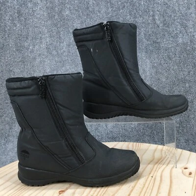 Сумки ботинки женщин 7 M снежинка 2 середины икры снег дождь изоляции черная ткань - Изображение 1 из 4