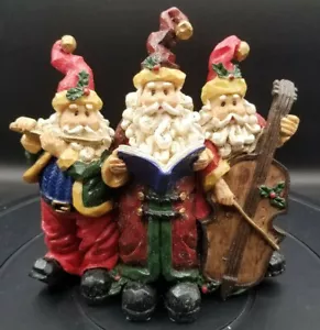 Cedar Creek Harz Figur Weihnachtsmann Trio spielt Flöte Cello Kirklands 8" Ht. - Bild 1 von 9