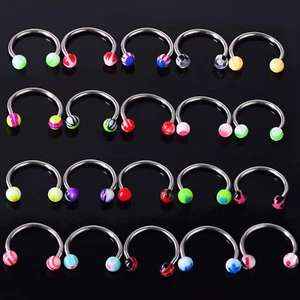 20pcs 16g Ball Circulars Horseshoes Eyebrow Lip Belly Ring Body Piercing Jewelry - Picture 1 of 11