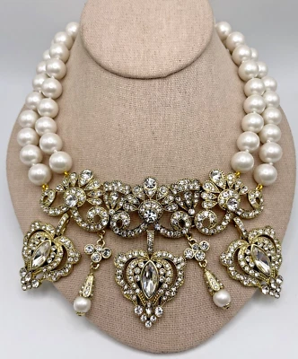 Collar con cuentas de cristal HEIDI DAUS "Regal Rapture Petite" - Blanco - Nuevo con etiquetas Foto 1 de 4