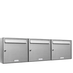 3er Premium Edelstahl Briefkasten Anlage für Außen Wand Design Postkasten 3x1 - Bild 1 von 4