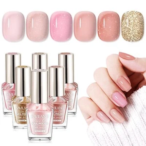 Quick Dry Nail Polish 6Pcs Hot Sheer Color Nail Polish Set Neutral Solid Colo... - Picture 1 of 6