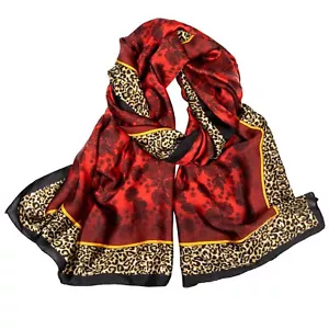 Womens Silk Like Large Scarf Floral Satin Long Neck Scarf Lightweight Shawl W... - Picture 1 of 7