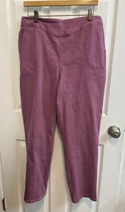 Denim Co A228213 Large Pull On Pants Rose Elastic Waist Pockets Preowned - Picture 1 of 9