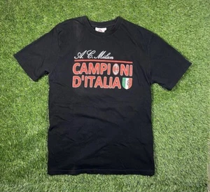 Vintage Ac Milan Football Champion De Italia 18 Black Size Large - Picture 1 of 9