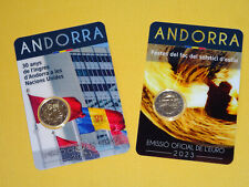 Andorra 2x 2 Euro 2023 Sommersonnenwende und 30 J. Mitglied UNO Coincard