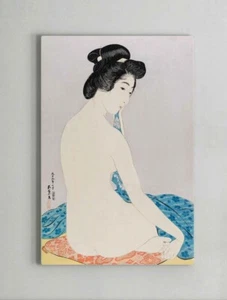 Japanese Woman After Bath Fine art canvas or poster printed Asian Vintage Geisha - Picture 1 of 12