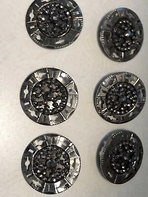 Antique Metal And Cut Steel Buttons Set Of 6  - Image 1 of 4