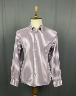 Camisa masculina manga comprida listrada roxa clara Versace Collection Trend tamanho 43 - Imagem 1 de 4