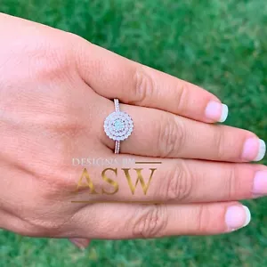 14K ROSE GOLD ROUND CUT NATURAL DIAMOND ENGAGEMENT RING AND BAND HALO 1.10CTW - Picture 1 of 8