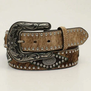 Cinturón de pelo de pantorrilla N320002002 Nocona para hombre 1 1/2 pulgadas marrón ovalado concho NUEVO - Imagen 1 de 1