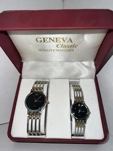 Geneva Wrist Watch Classic Collection His And Hers Quartz Mens Women's Set - Picture 1 of 3