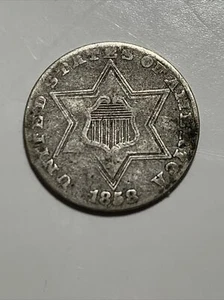 1858 3 Cent Silver AG - Picture 1 of 2