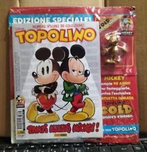 TOPOLINO Tanti Auguri MICKEY - N.3286 GOLD LIMITED EDITION CON STATUETTA DORATA - Foto 1 di 6