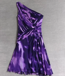 Tadashi Shoji Dress 12 Purple Silk Cocktail Party Wedding Evening One Shoulder - Picture 1 of 15