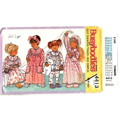 Butterick Busybodies 4413 SZ 5,6,6X Children s Robe,Nightgown,Hat & Pajamas Sew - Image 1 of 3
