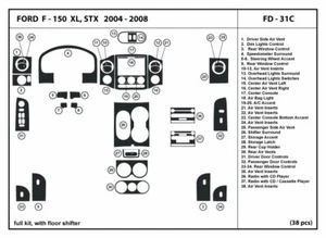 Kit de molduras de tablero de fibra de carbono real interior para Ford F-150 XL STX 2004-2008 - Imagen 1 de 4