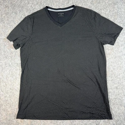 Express Mens XL Black Dotted V Neck Short Sleeve Casual Tee T-Shirt - Image 1 of 4