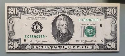 1977 Twenty Dollar Federal Reserve Note $20 STAR NOTE Uncirculated #96446 - Image 1 of 2