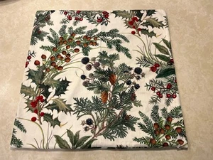 Pottery Barn Pillow Cover Botanical Holly Berry Greens Light Dark Greens 20 X 20 - Picture 1 of 9