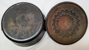 Vintage Wagner Ware Sidney O # 7 Tropf Tropfen Bräter Rund Bräter Gusseisen D Ofen - Bild 1 von 12