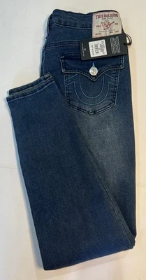 True Religion Woman’s Jennie Curvy Mid Rise Super Skinny Blue Stitch 29x29 NEW - Image 1 of 4