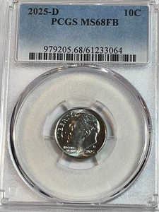 2025 D Roosevelt Dime Full Bands PCGS MS68FB - Picture 1 of 2