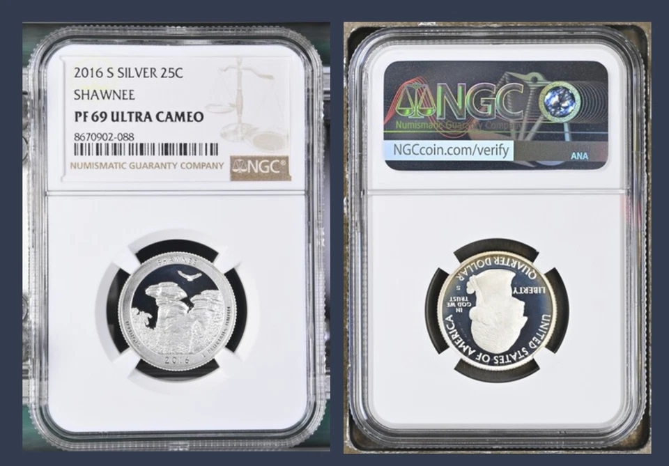 2016-S Silver PF69 ANT Shawnee Quarter NGC - Image 1 of 1