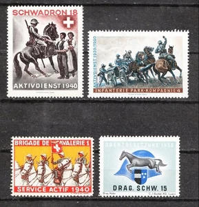 WWII Switzerland Military Stamps - Cavalry - MH OG - Picture 1 of 2