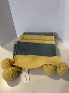 "Bufanda Johnstons of Elgin 100 % lana de cordero hecha en Escocia gris ~ amarillo 67"" nueva con etiquetas" - Imagen 1 de 11