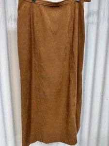 L.L. Bean Maxi A-Line Skirt Suede Western Coastal Rodeo Sz 6 P Made In Hong Kong - Picture 1 of 4