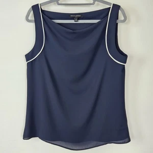 BANANA REPUBLIC Navy Blue Draped Front Sleeveless Blouse Tank Top Size Medium - Bild 1 von 13