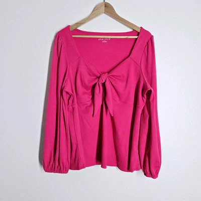 Ava And Viv Womens Pink Tie Front Sweetheart Neckline Blouse Shirt Top Size XXL - Image 1 of 4