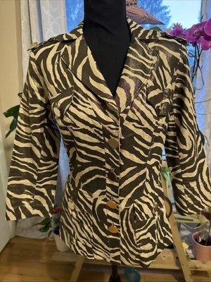Cache` women's linen Metallic tiger print jacket Medium - Image 1 of 4