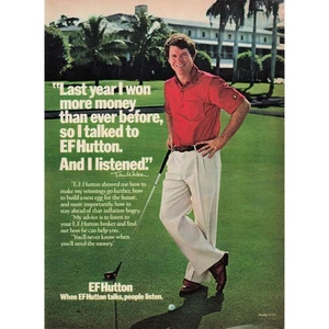 VTG EF Hutton Print Ad, Golf Theme, Finance Decor Tom Watson 1981 - Picture 1 of 1