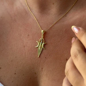 14K Gold Moon Goddess Necklace 925 Sterling Silver Chakra Birthstone Pendant Her - Picture 1 of 4