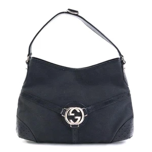 Gucci Canvas Leather Shoulder Bag Black - Picture 1 of 5