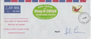 Stamp 2c bird on Bergen Trojan Aerial Services last flight souvenir cover signed - Foto 1 di 1
