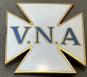 Rare Vtg V.N.A. Cross Lapel Pin - Gold Tone & White Enamel Brooch W&H Co - Picture 1 of 12