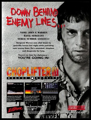 1994 Choplifter III Retro Video Game PRINT AD Nintendo SNES Sega Game Promo - Image 1 of 2