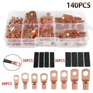 260PC Heavy Duty Wire Lugs Battery Cable Tinned Copper Eyelets SC Ring Terminals