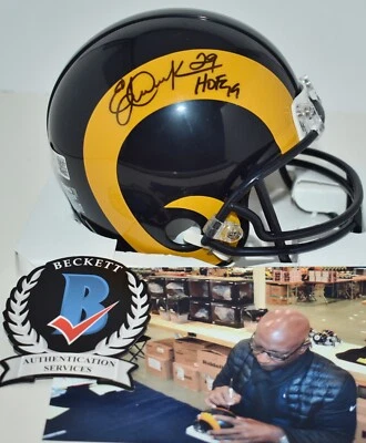 ERIC DICKERSON AUTOGRAPHED VSR4 MINI HELMET LOS ANGELES RAMS HOF 1999 JSA - Image 1 of 4